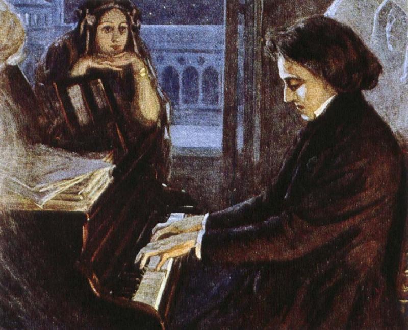 oscar wilde an artist s impression of chopin at the piano composing his preludes France oil painting art